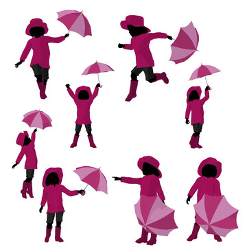 雨中女孩剪影