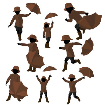 非洲裔美國(guó)人的雨小子剪影插圖