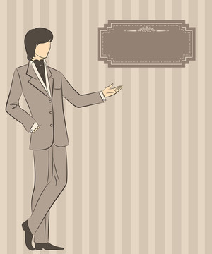 老式男人剪影。