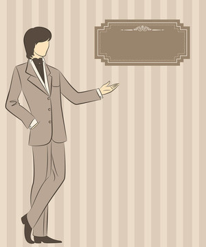 老式男人剪影。