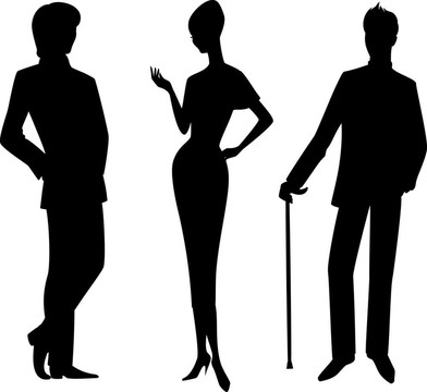 復(fù)古的女孩與男人剪影
