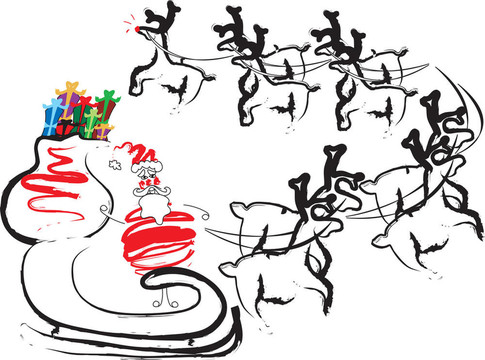 Santa在他的雪橇