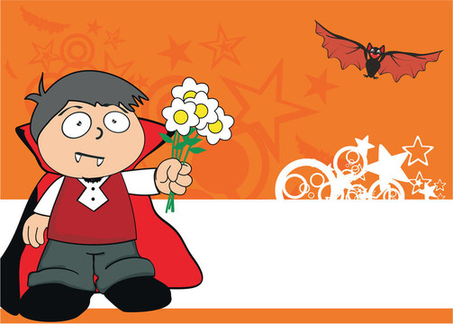 吸血鬼小孩的卡通hallooween B6