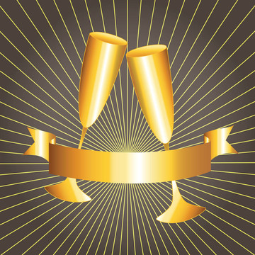 金杯和絲帶旗幟