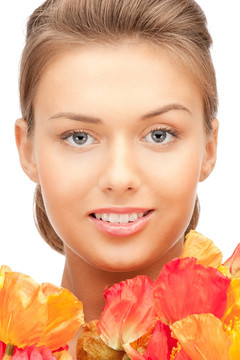 可愛(ài)的女人與紅花