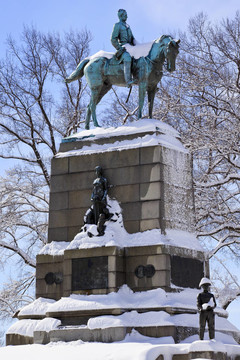William Tecumseh Sherman將軍；著名的內(nèi)戰(zhàn)英雄；雕像賓夕法尼亞大道與雪樹華盛頓