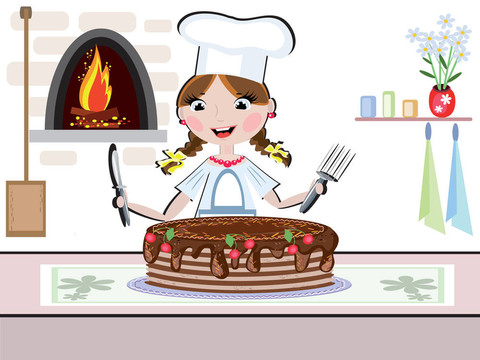 女孩做飯