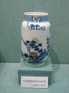 青花釉里紅花鳥紋燈籠式瓶