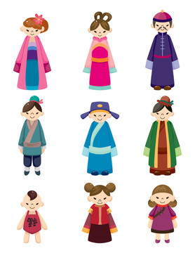 卡通中國(guó)人圖標(biāo)集