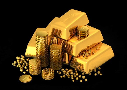三維金條和硬幣