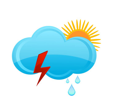 天氣雨云和太陽符號