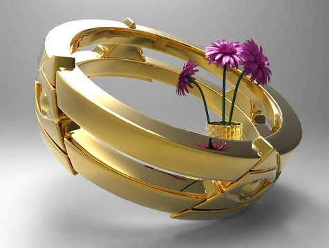 花瓶里有紫色的金戒指