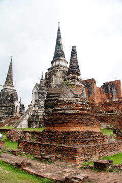 在Wat chaiwattanaram寺塔；Ayutthaya；泰國(guó)