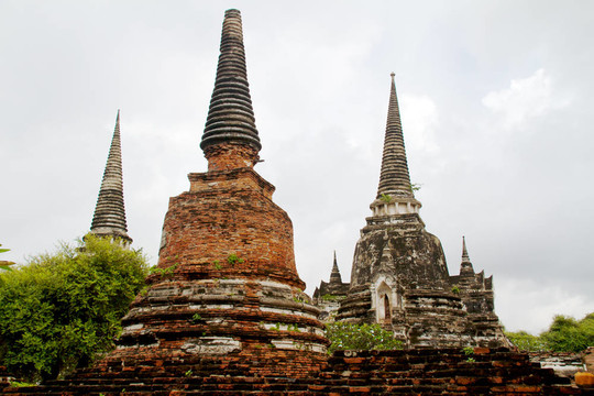 在Wat chaiwattanaram寺塔；Ayutthaya；泰國