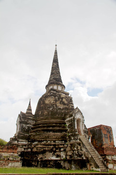 在Wat chaiwattanaram寺塔；Ayutthaya；泰國(guó)