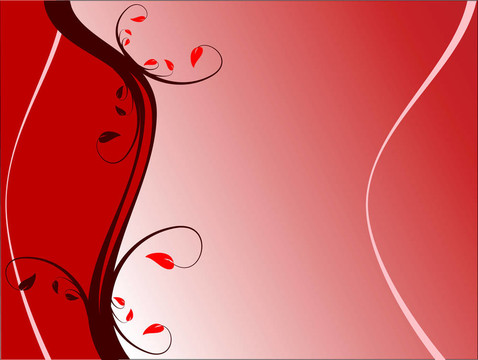 紅色花卉插畫(huà)