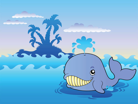 海上大卡通鯨魚