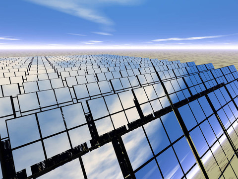 沙漠中的太陽能電池板農(nóng)場