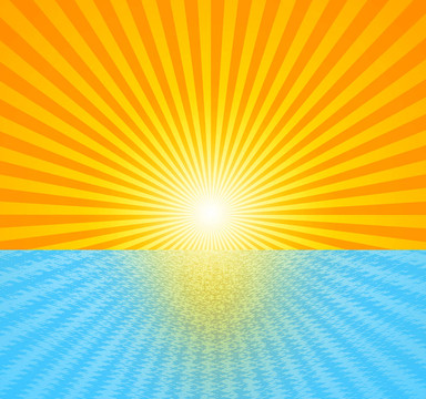 海洋上炎熱的夏日太陽