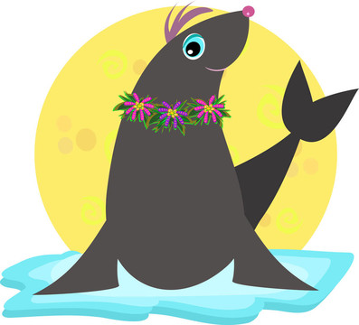 可愛的海豹漂浮在冰上
