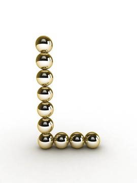 黃金珠3D字母。