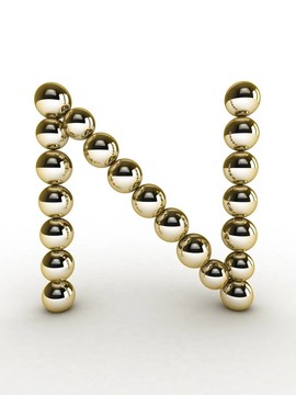 黃金珠3D字母。