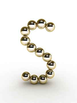 黃金珠3D字母。