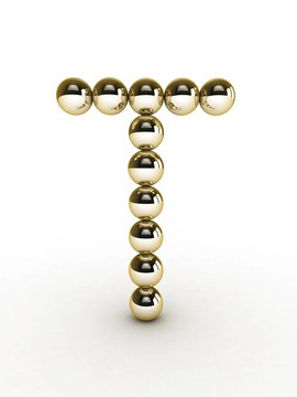 黃金珠3D字母。