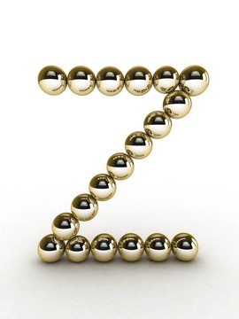 黃金珠3D字母。