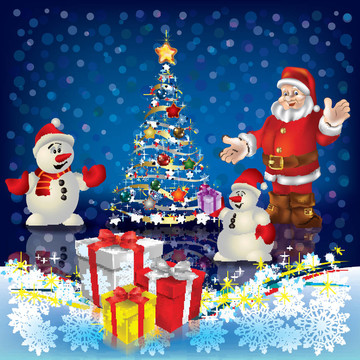 Santa和雪人的圣誕祝福