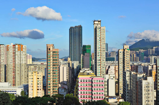 香港擁擠的建筑物