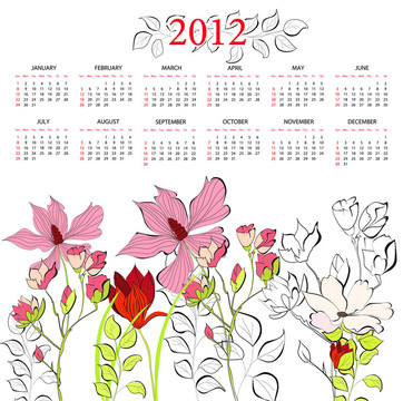 日歷2012模板