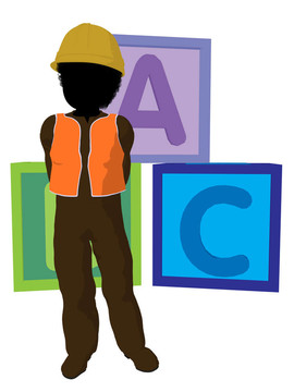 非洲裔青少年建筑工人插畫(huà)