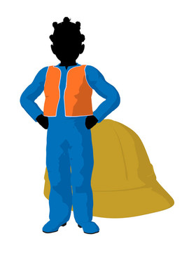 非洲裔青少年建筑工人插畫