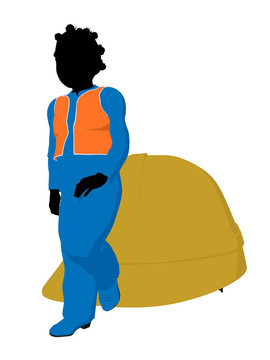 非洲裔青少年建筑工人插畫