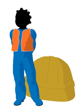 非洲裔青少年建筑工人插畫