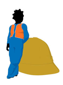 非洲裔青少年建筑工人插畫