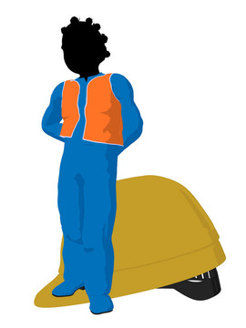 非洲裔青少年建筑工人插畫