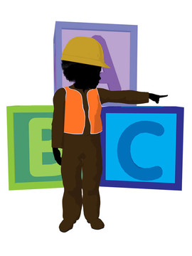 非洲裔青少年建筑工人插畫(huà)