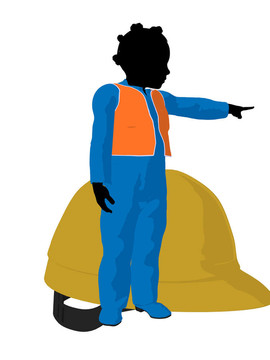 非洲裔青少年建筑工人插畫(huà)