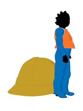 非洲裔青少年建筑工人插畫(huà)