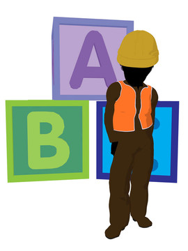 非洲裔青少年建筑工人插畫(huà)