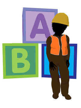 非洲裔青少年建筑工人插畫(huà)