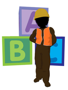 非洲裔青少年建筑工人插畫(huà)