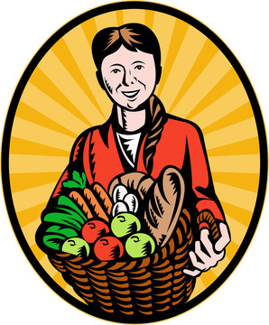 作物收獲有機(jī)農(nóng)民籃子