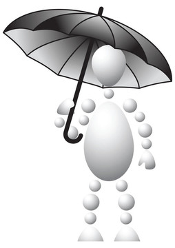 帶黑色雨傘的男人