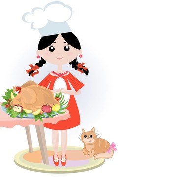 女孩做飯