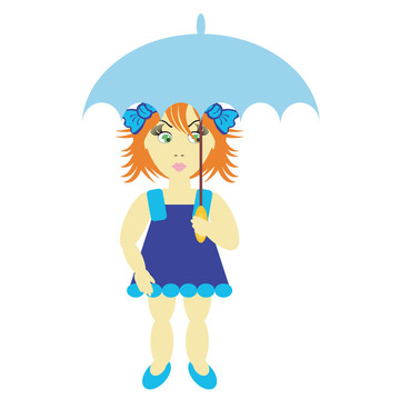女孩用雨傘