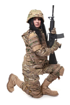 美麗的陸軍女孩與步槍