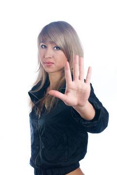 女孩停止手勢(shì)